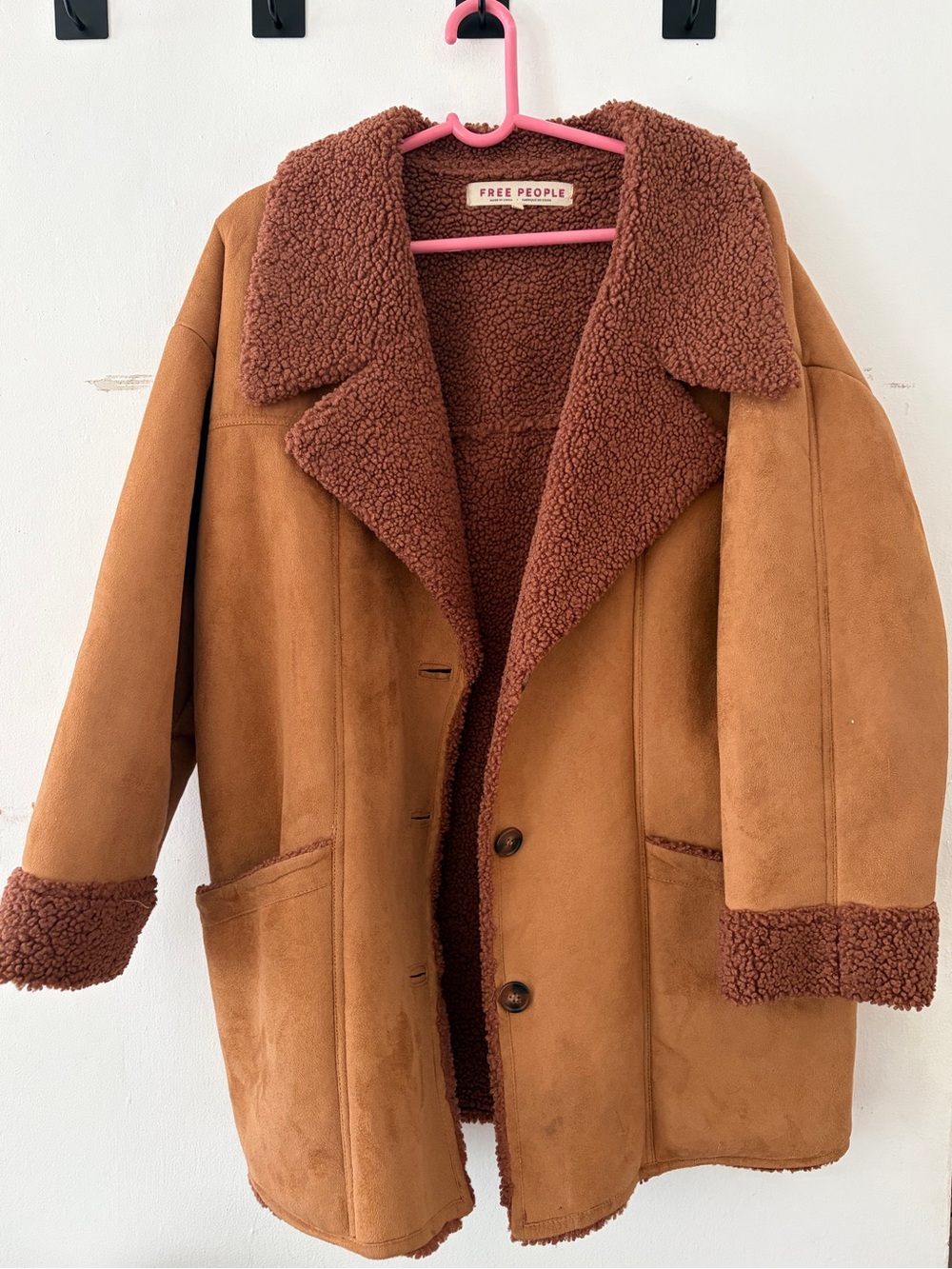free people faux shearling teddy coat size large